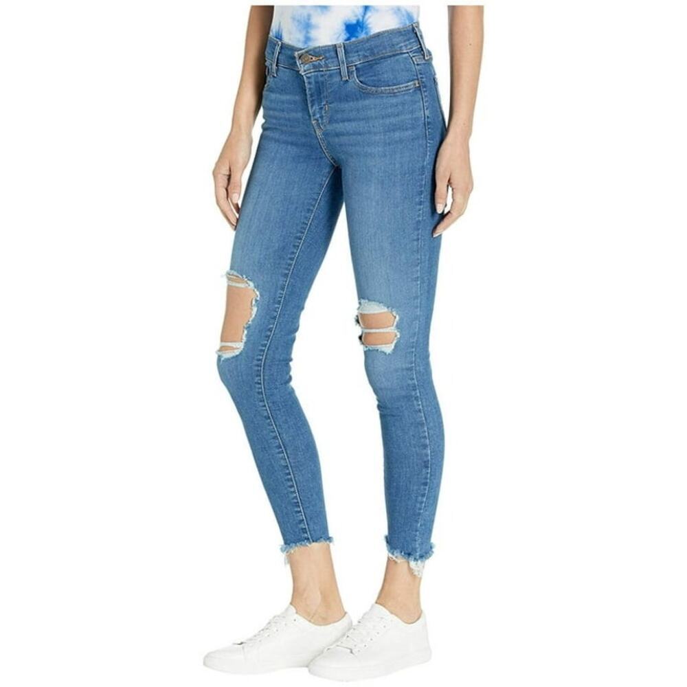 Levi’s 721 High‎ Rise Skinny Blue Jeans Distressed Size 25